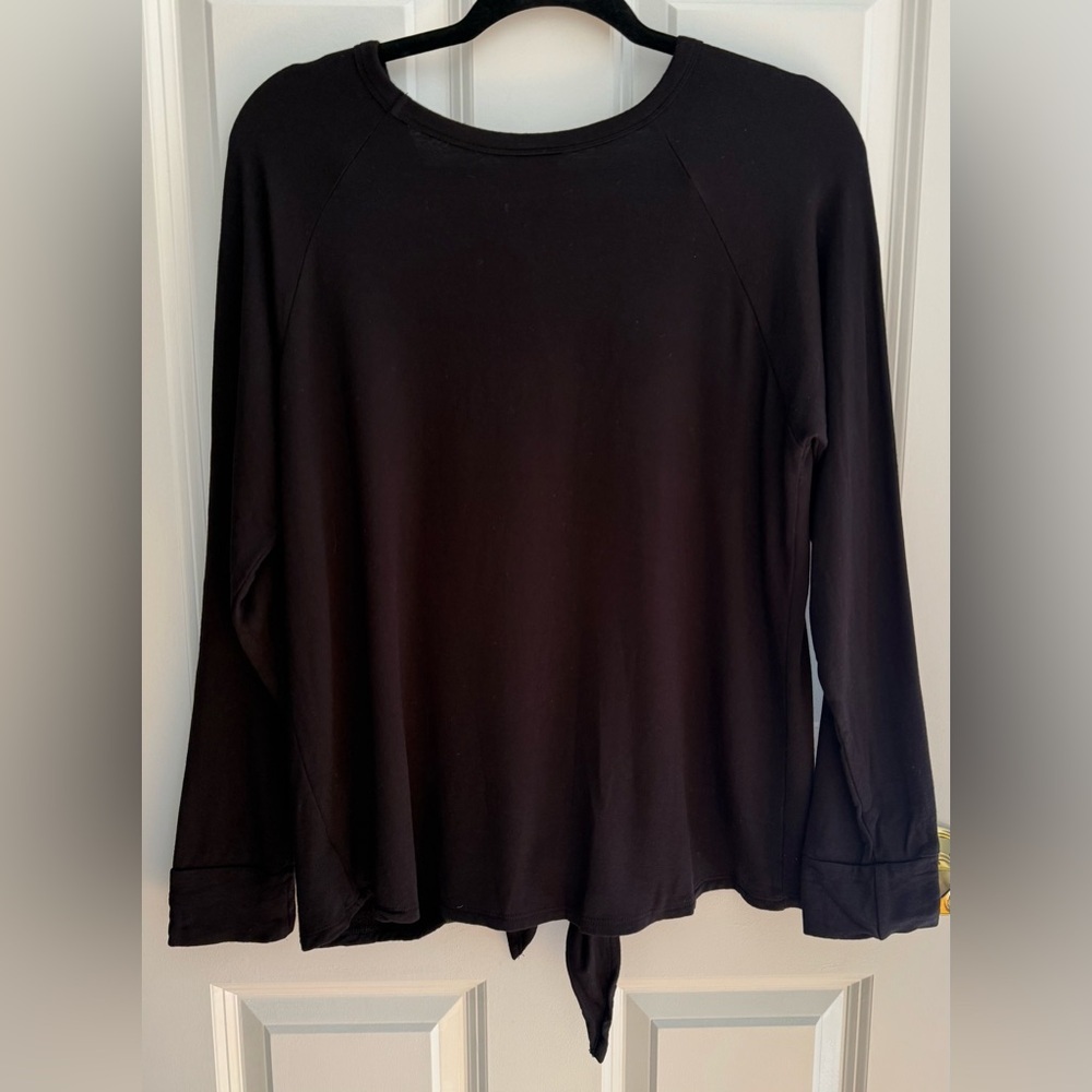 Bobeau Black Tie Front Sweatshirt Size Petite Medium - Picture 2 of 4